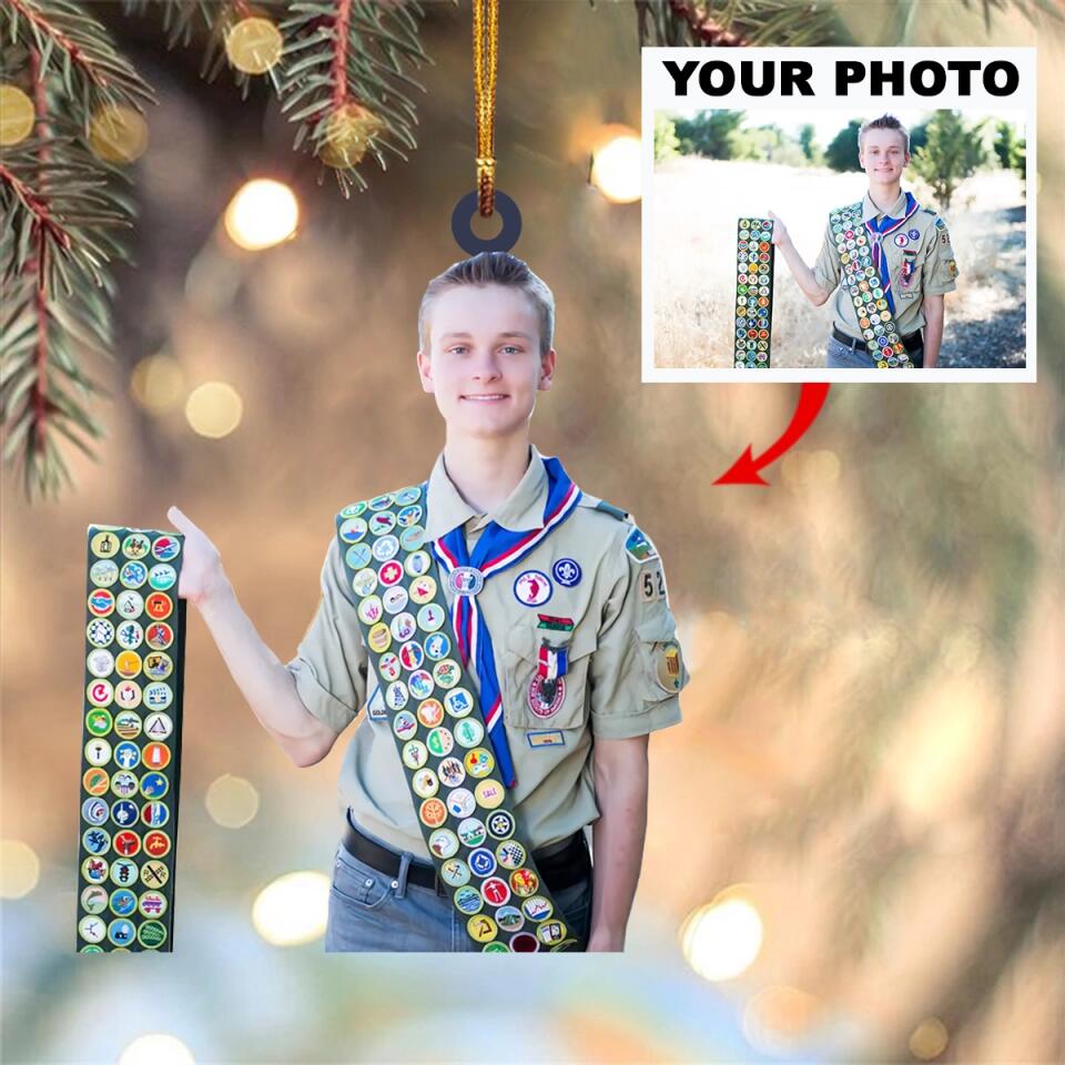 Personalized Photo Mica Ornament - Gift For Scouting Lover - Scout Troop ARND018