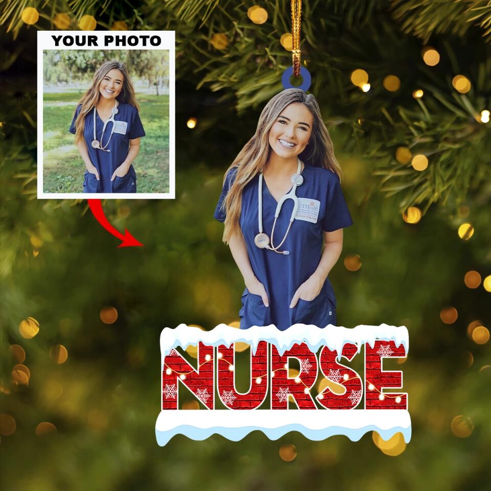 Personalized Photo Mica Ornament - Gift For Nurse - Love My Job ARND005 AGCHD007