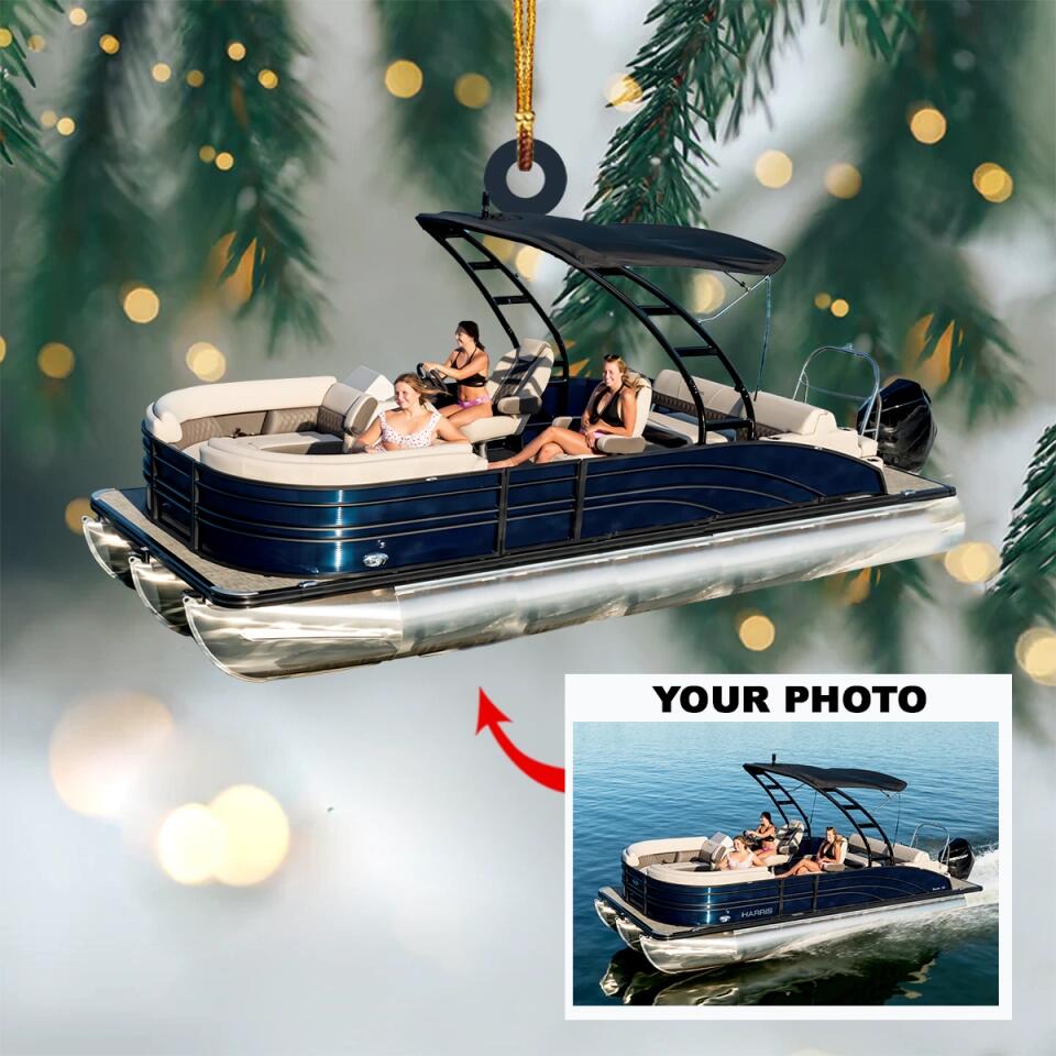 Personalized Photo Mica Ornament - Gift For Pontoon Lover - Pontoon Friends ARND018