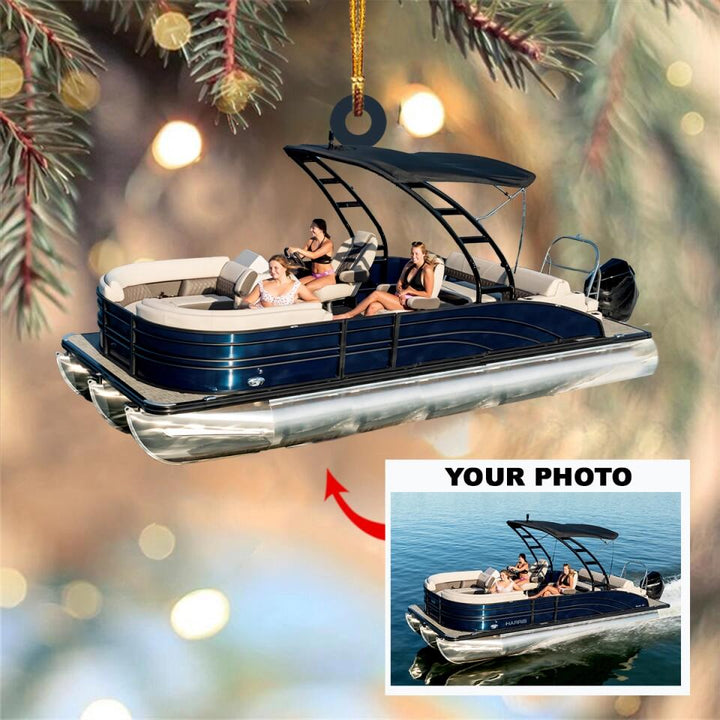 Personalized Photo Mica Ornament - Gift For Pontoon Lover - Pontoon Friends ARND018