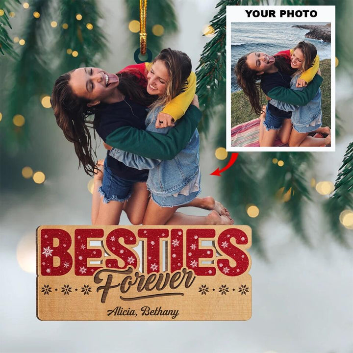 Personalized Photo Mica Ornament - Gift For Friend - Besties Forever ARND0014 AGCPD008