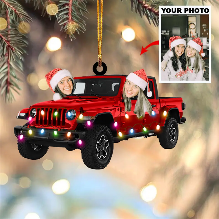 Personalized Photo Mica Ornament - Gift For Friend - Off-Road Car Besties ARND018