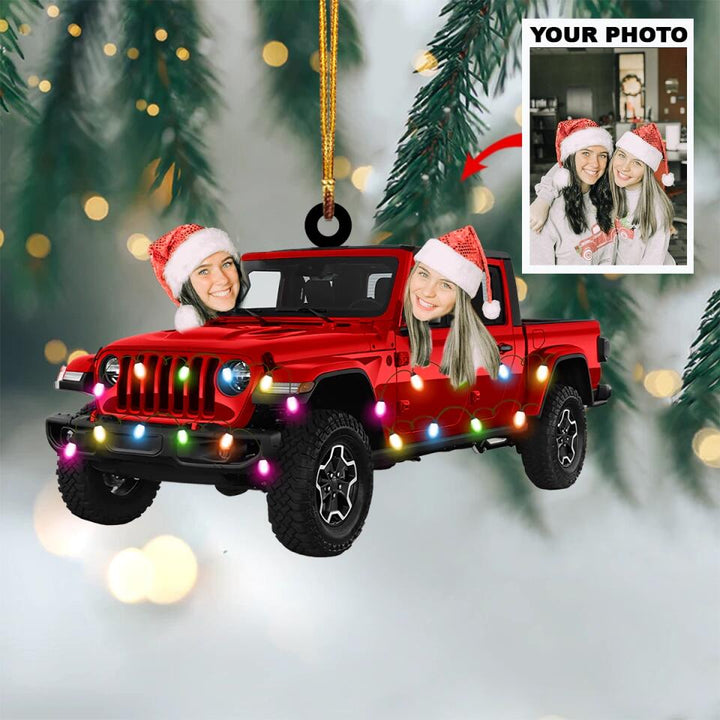 Personalized Photo Mica Ornament - Gift For Friend - Off-Road Car Besties ARND018