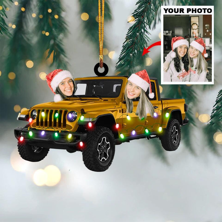 Personalized Photo Mica Ornament - Gift For Friend - Off-Road Car Besties ARND018