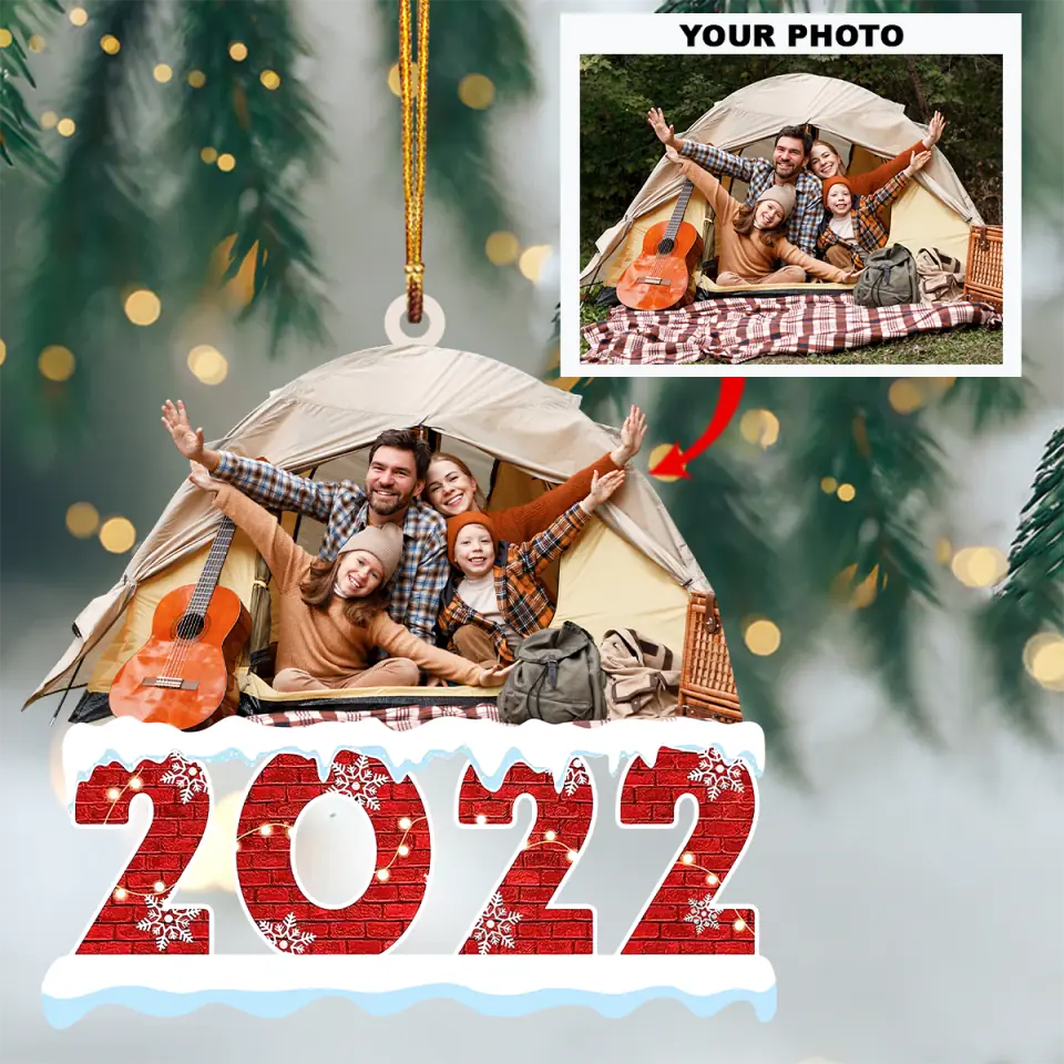Personalized Photo Mica Ornament - Gift For Camping Lover - Happy Campers ARND0014 AGCPD010