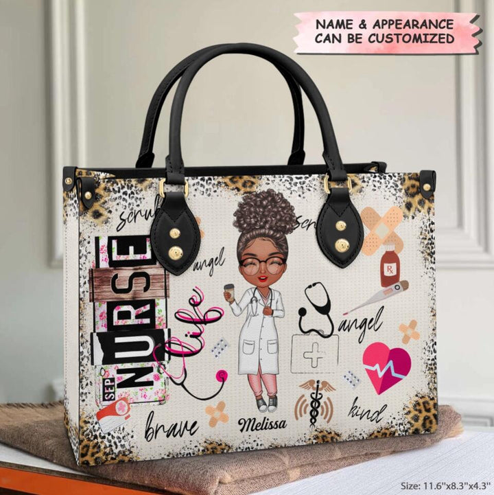 Personalized Leather Bag - Gift For Nurse, CNA, CMA, Doctor - Nurse Life Scrubs Nurse Day ARND0014