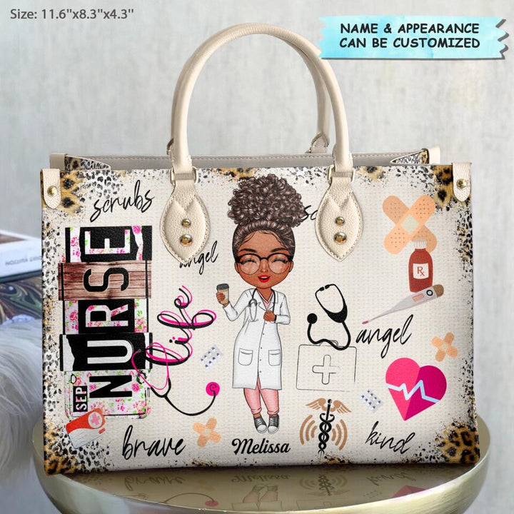 Personalized Leather Bag - Gift For Nurse, CNA, CMA, Doctor - Nurse Life Scrubs Nurse Day ARND0014