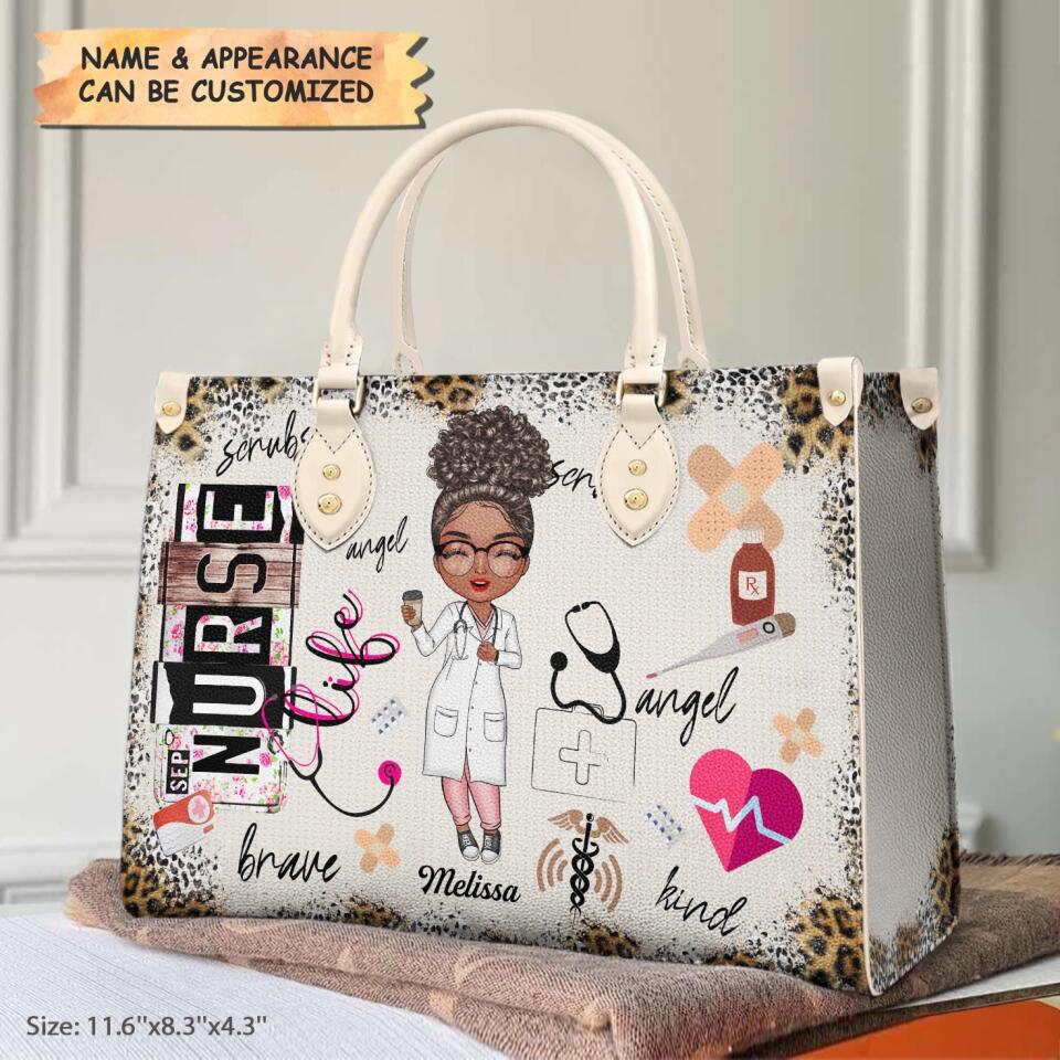 Personalized Leather Bag - Gift For Nurse, CNA, CMA, Doctor - Nurse Life Scrubs Nurse Day ARND0014