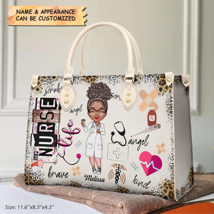 Personalized Leather Bag - Gift For Nurse, CNA, CMA, Doctor - Nurse Life Scrubs Nurse Day ARND0014