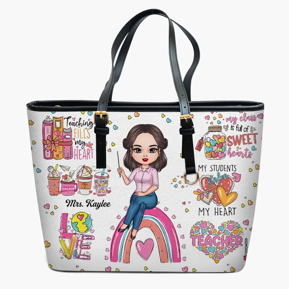 Personalized Leather Bucket Bag - Gift For Teacher - One Loved Teacher ARND018