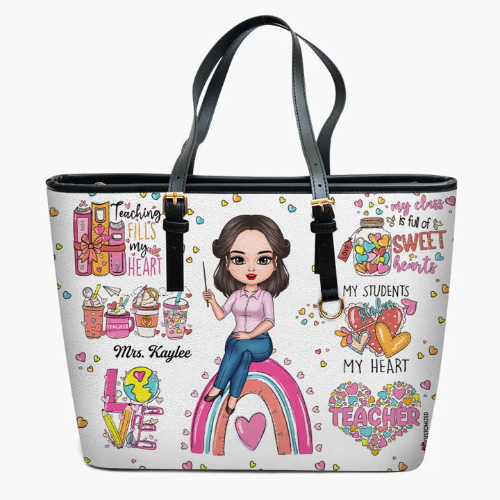 Personalized Leather Bucket Bag - Gift For Teacher - One Loved Teacher ARND018