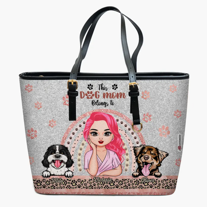 Personalized Leather Bucket Bag - Gift For Dog Lover - This Dog Mom Belongs To ARND037