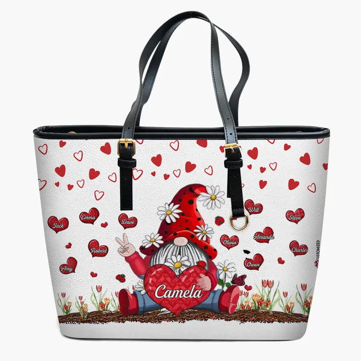 Personalized Leather Bucket Bag - Gift For Mom & Grandma - Grandma's Sweethearts ARND018