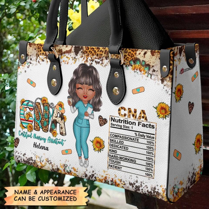 Personalized Leather Bag - Gift For CNA - Certified Nursing Assistant Nutrition Facts 2 ARND0014