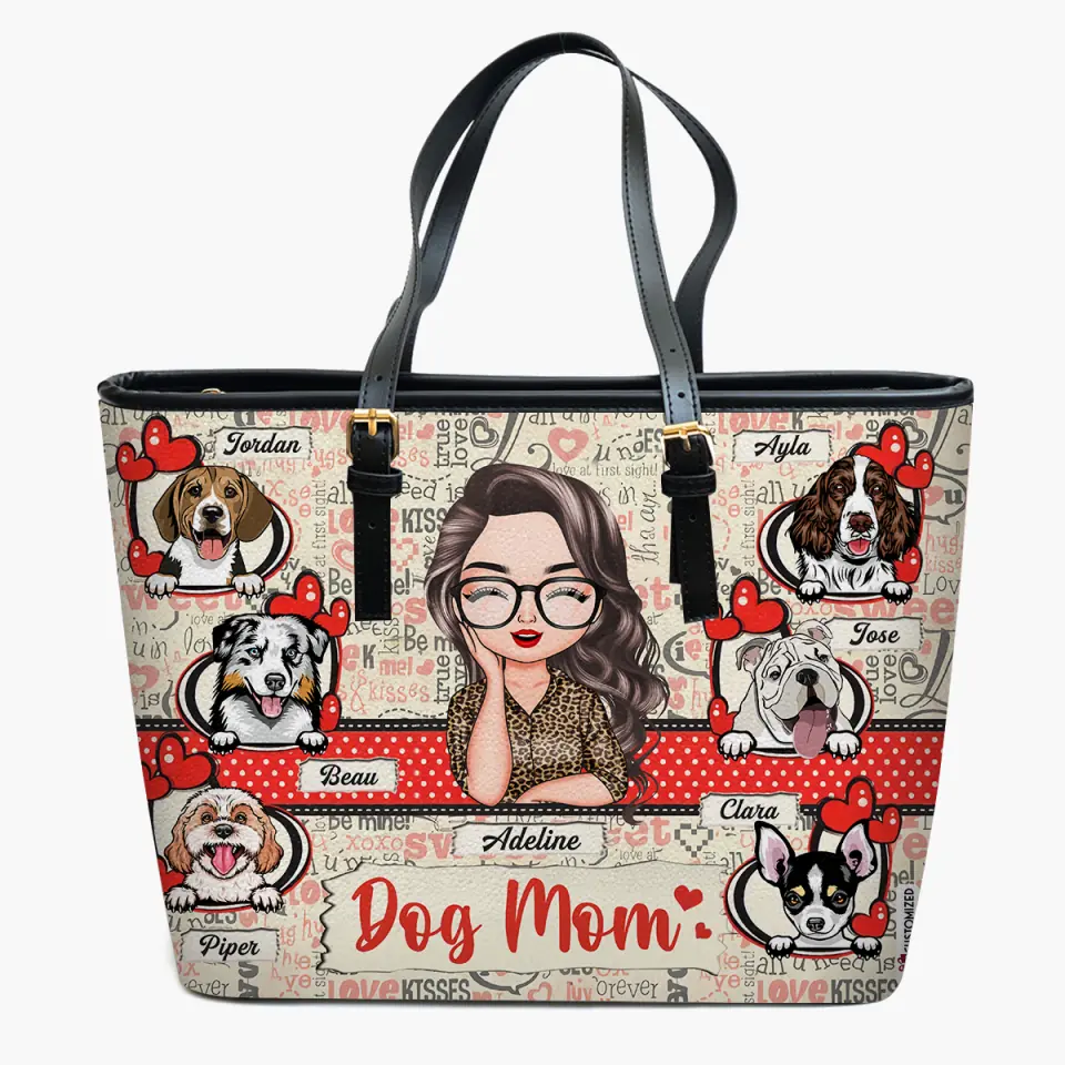 Personalized Leather Bucket Bag - Gift For Dog Lover - Dog Mom ARND005
