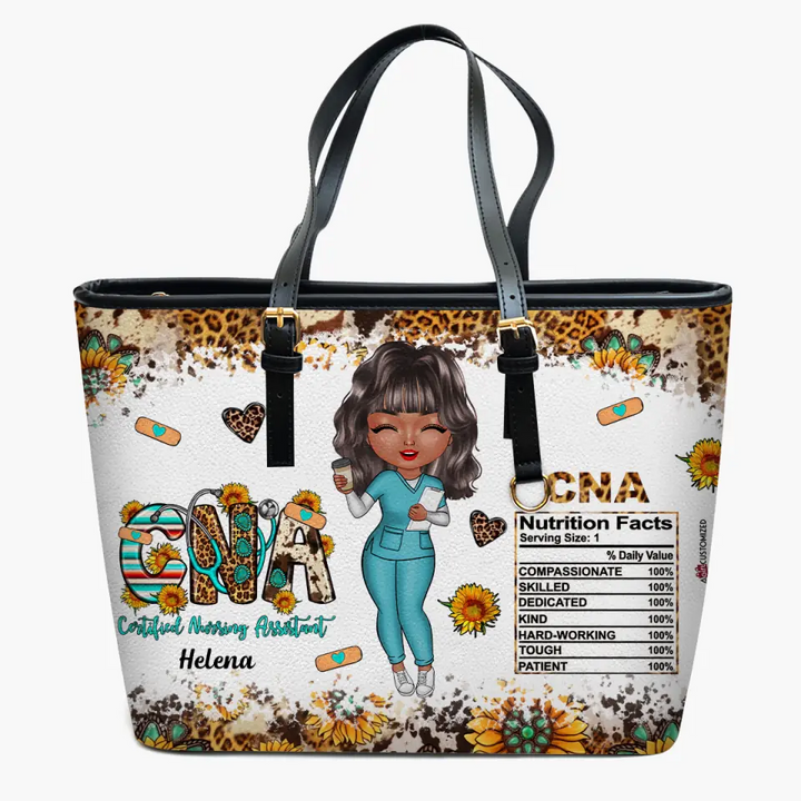 Personalized Leather Bucket Bag - Gift For CNA - Certified Nursing Assistant Nutrition Facts ARND0014
