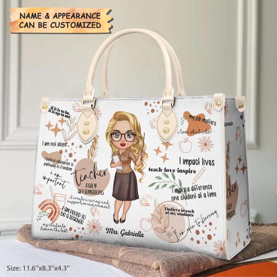 Personalized Leather Bag - Gift For Teacher - Teacher Daily Affirmation ARND018