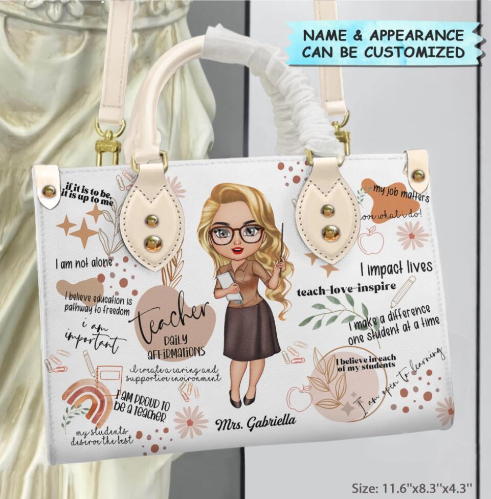 Personalized Leather Bag - Gift For Teacher - Teacher Daily Affirmation ARND018