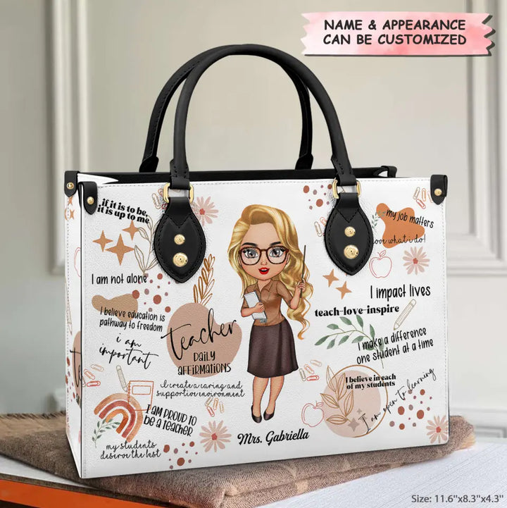 Personalized Leather Bag - Gift For Teacher - Teacher Daily Affirmation ARND018