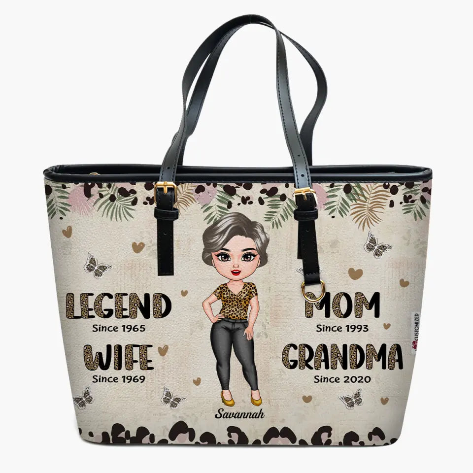 Personalized Leather Bucket Bag - Gift For Grandma - Legend Wife Mom Grandma ARND037