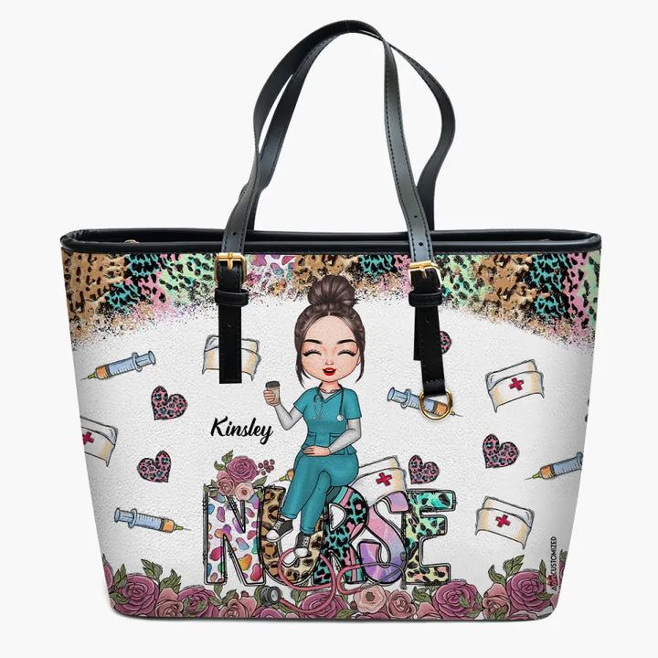 Personalized Leather Bucket Bag - Gift For Nurse - Love Nurse Life ARND005