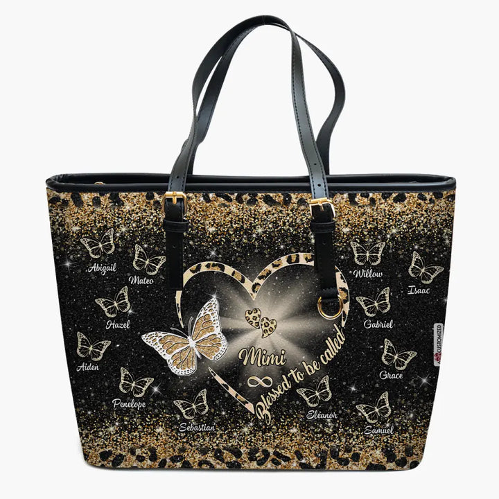 Personalized Leather Bucket Bag - Gift For Grandma - Blessed To Be Called Grandma ARND036