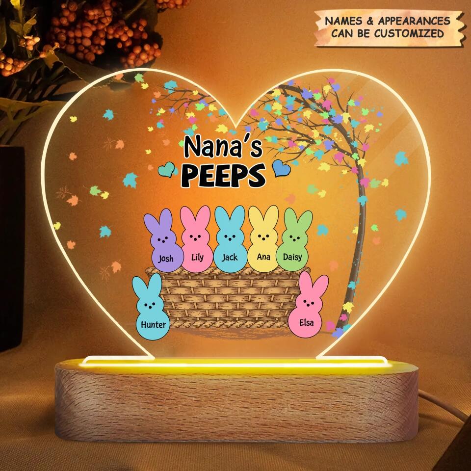 Grandma's Peeps - Personalized Acrylic LED Night Light - Easter Gift For Grandma