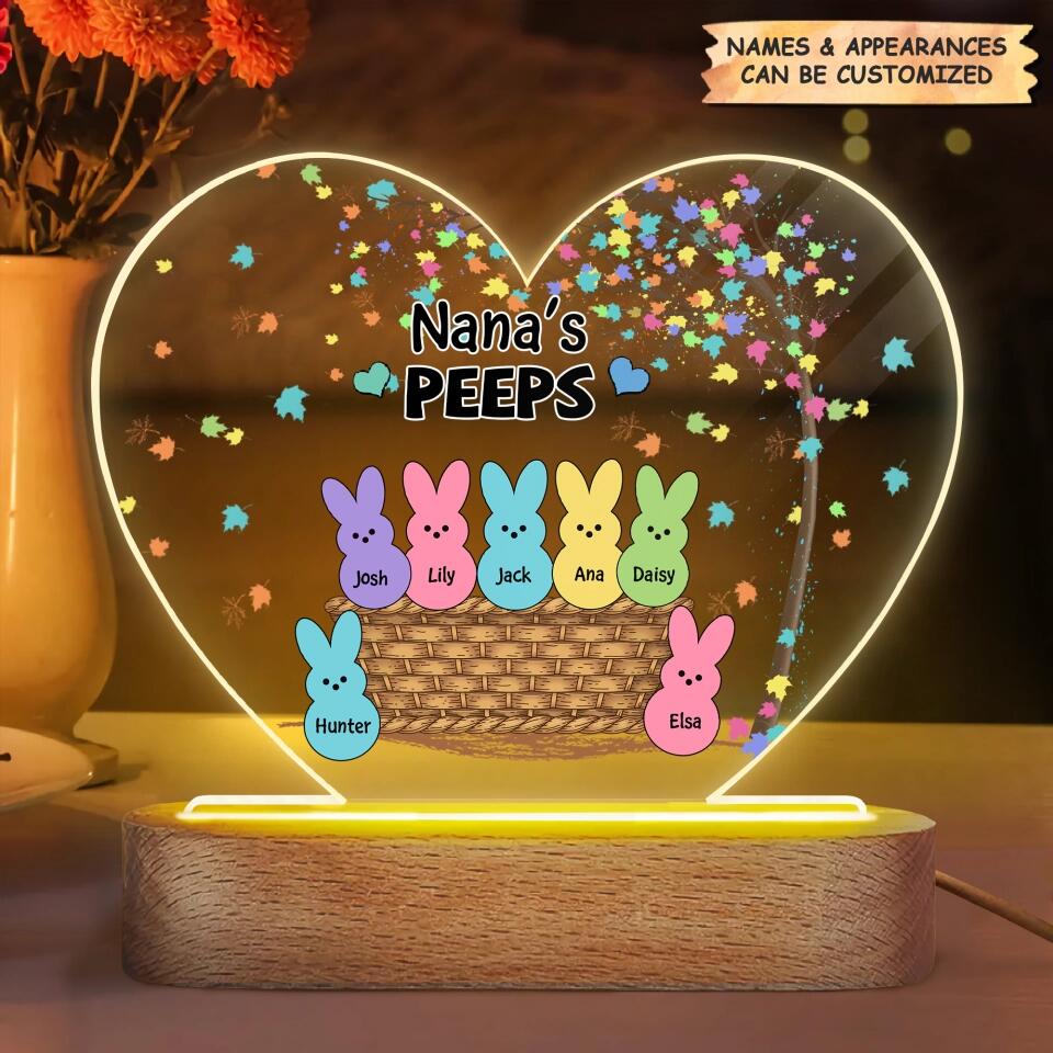 Grandma's Peeps - Personalized Acrylic LED Night Light - Easter Gift For Grandma