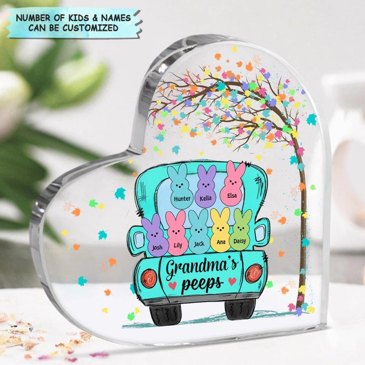Grandma's Peeps Truck - Personalized Heart-shaped Acrylic Plaque - Easter Gift For Grandma, Mom