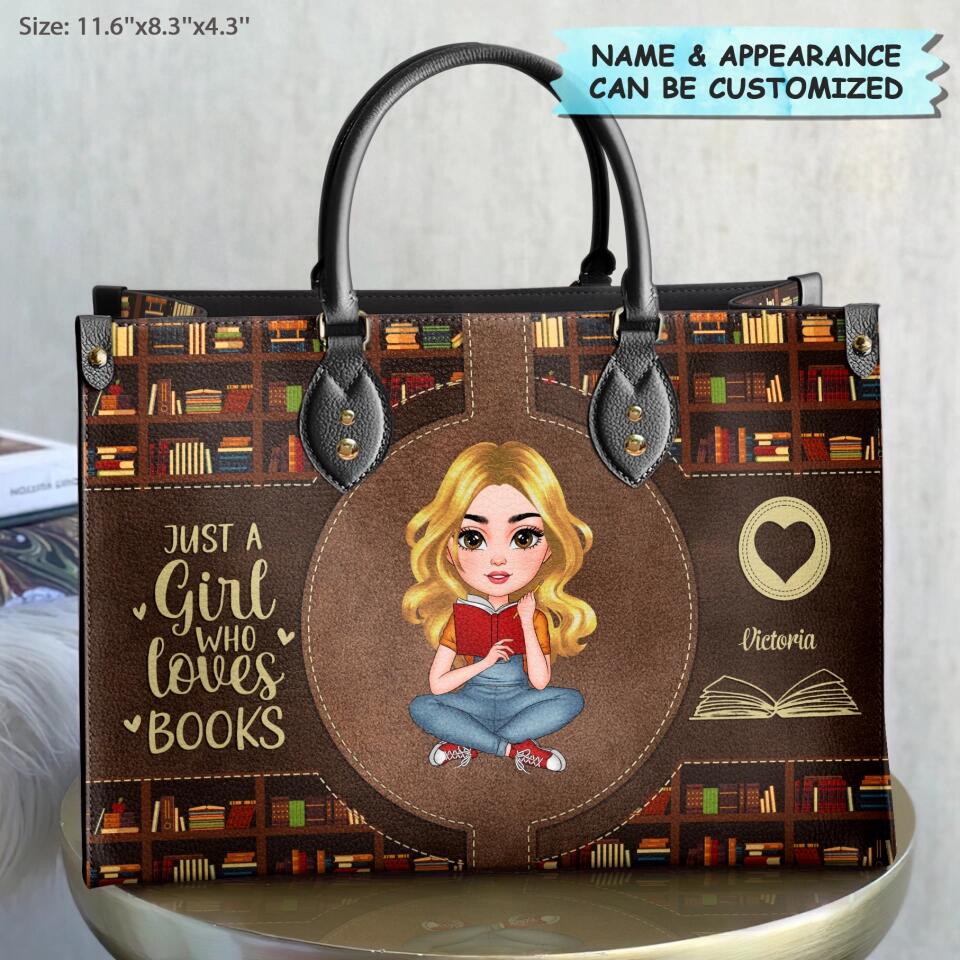 Personalized Leather Bag - Gift For Reading Lover - Just A Girl Who Loves Books ARND005