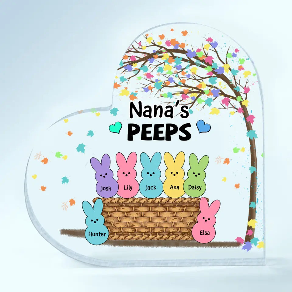 Grandma's Peeps - Personalized Heart-shaped Acrylic Plaque - Easter Gift For Grandma, Mom