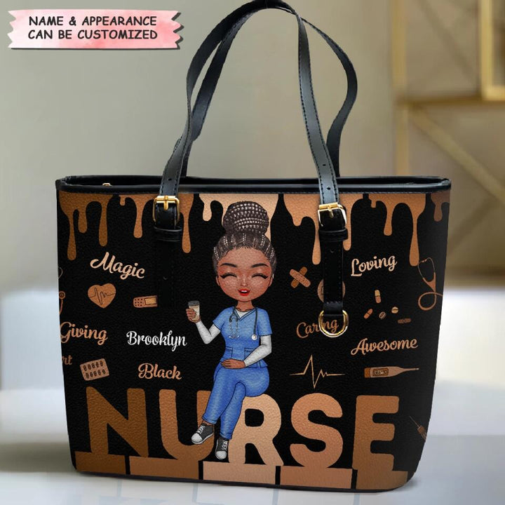 Love Nurse Life - Personalized Leather Bucket Bag - Gift For Nurse