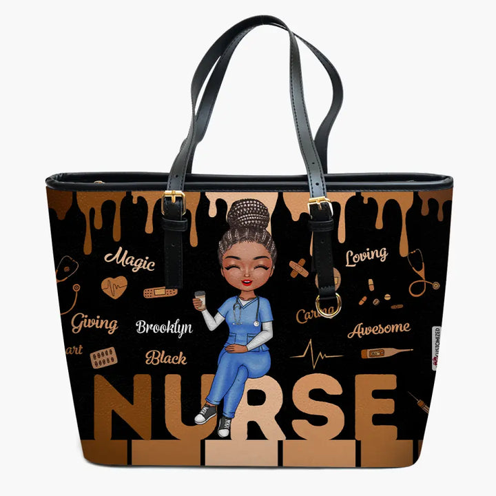 Love Nurse Life - Personalized Leather Bucket Bag - Gift For Nurse