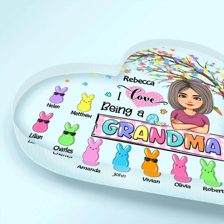 I Love Being A Grandma - Personalized Heart-shaped Acrylic Plaque - Easter Gift For Grandma & Mom