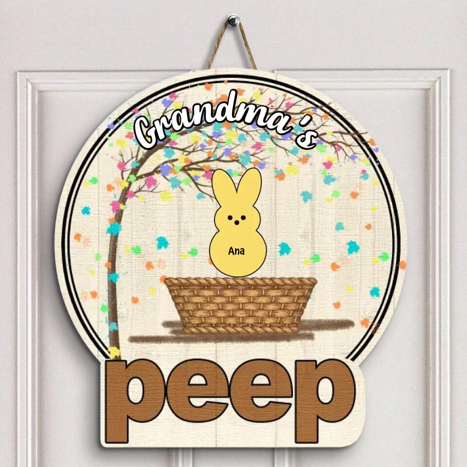 Grandma's Peeps - Personalized Door Sign - Easter Gift For Mom & Grandma