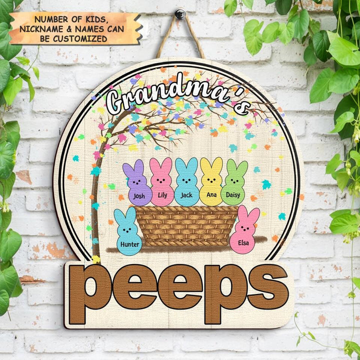 Grandma's Peeps - Personalized Door Sign - Easter Gift For Mom & Grandma