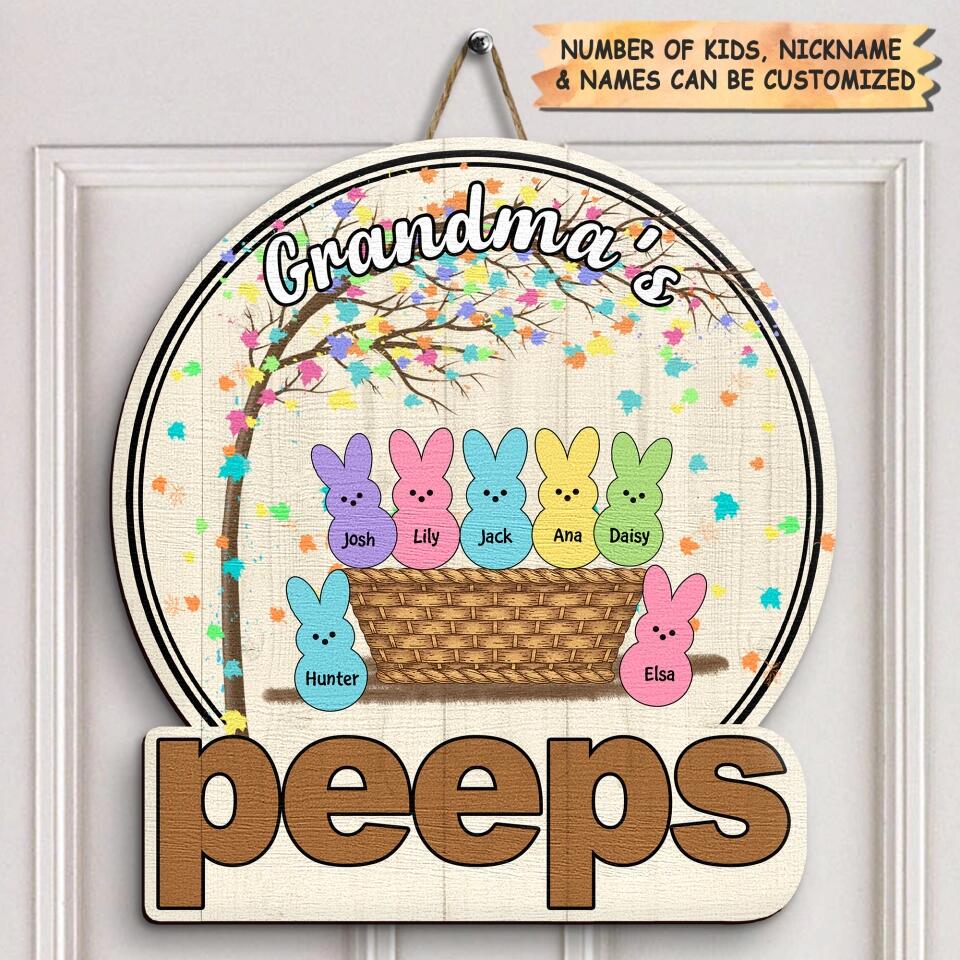 Grandma's Peeps - Personalized Door Sign - Easter Gift For Mom & Grandma
