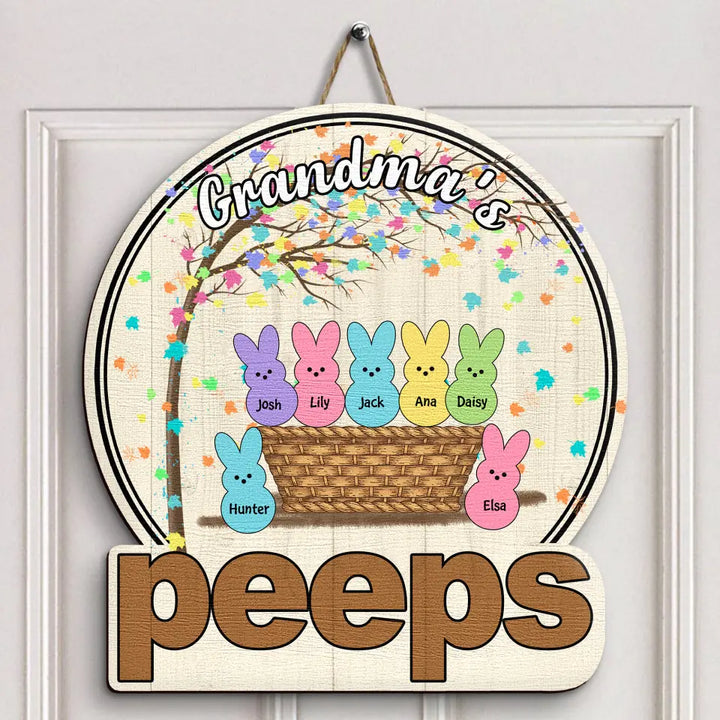 Grandma's Peeps - Personalized Door Sign - Easter Gift For Mom & Grandma