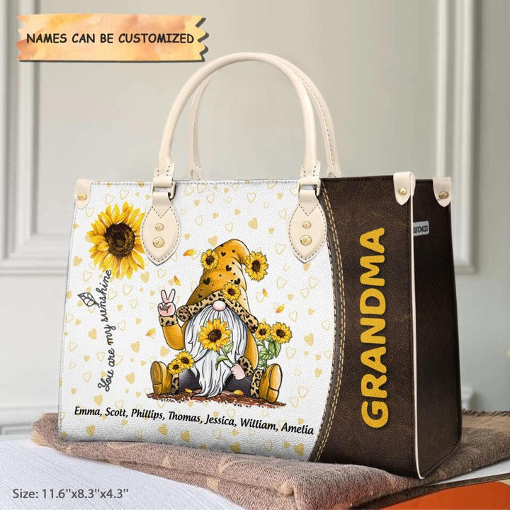 Personalized Leather Bag - Gift For Grandma - You Are My Sunshine Granma Sunflower ARND0014