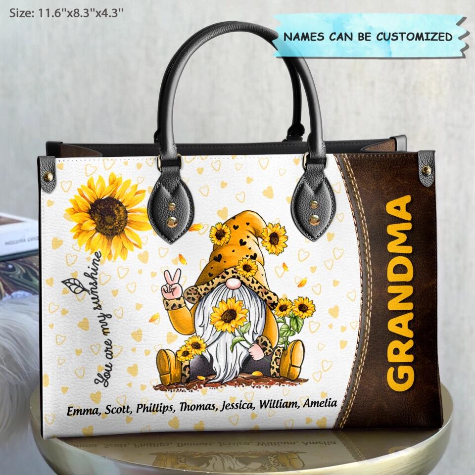 Personalized Leather Bag - Gift For Grandma - You Are My Sunshine Granma Sunflower ARND0014