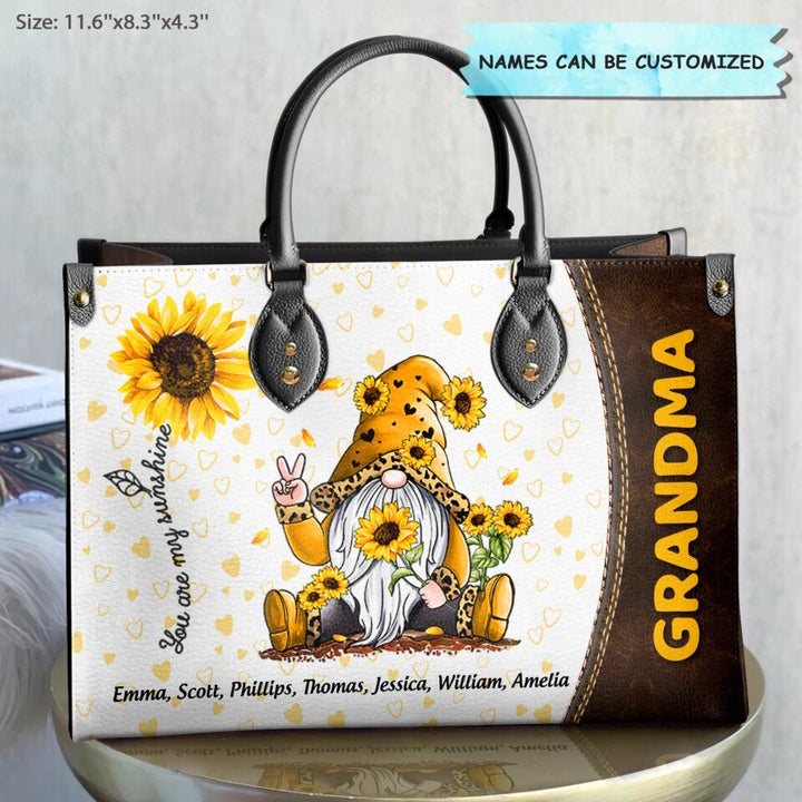 Personalized Leather Bag - Gift For Grandma - You Are My Sunshine Granma Sunflower ARND0014