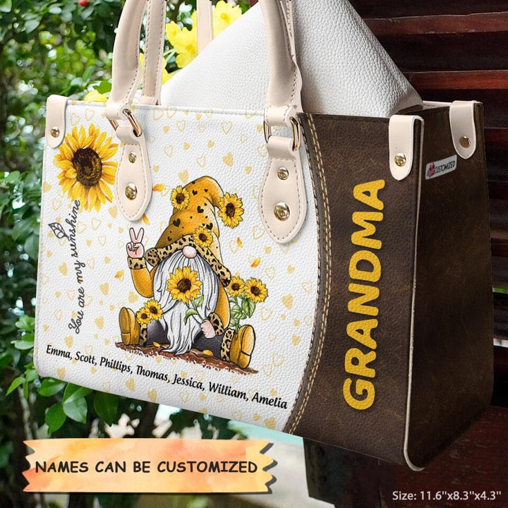 Personalized Leather Bag - Gift For Grandma - You Are My Sunshine Granma Sunflower ARND0014