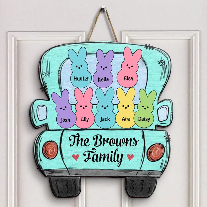 Easter Family Peeps - Personalized Door Sign - Easter Gift For Family