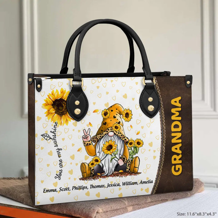 Personalized Leather Bag - Gift For Grandma - You Are My Sunshine Granma Sunflower ARND0014