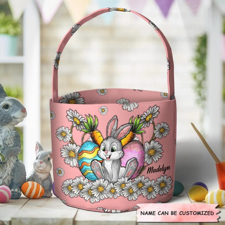 Rabbit Easter - Personalized Fabric Basket - Easter Gift For Family