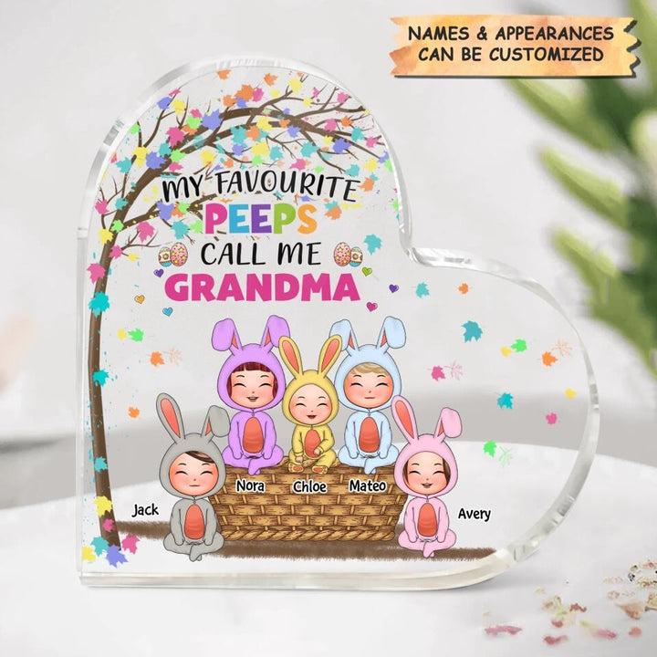 Grandma Favorite Peeps - Personalized Heart-shaped Acrylic Plaque - Easter Gift For Grandma