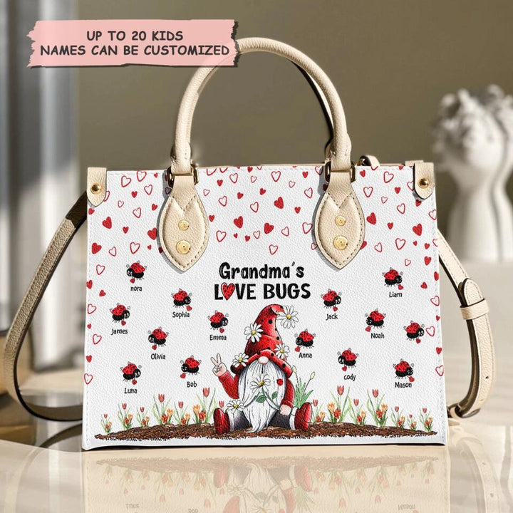 Personalized Leather Bag - Gift For Grandma - Grandma's Love Bugs V2 ARND0014
