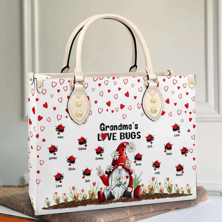 Personalized Leather Bag - Gift For Grandma - Grandma's Love Bugs V2 ARND0014