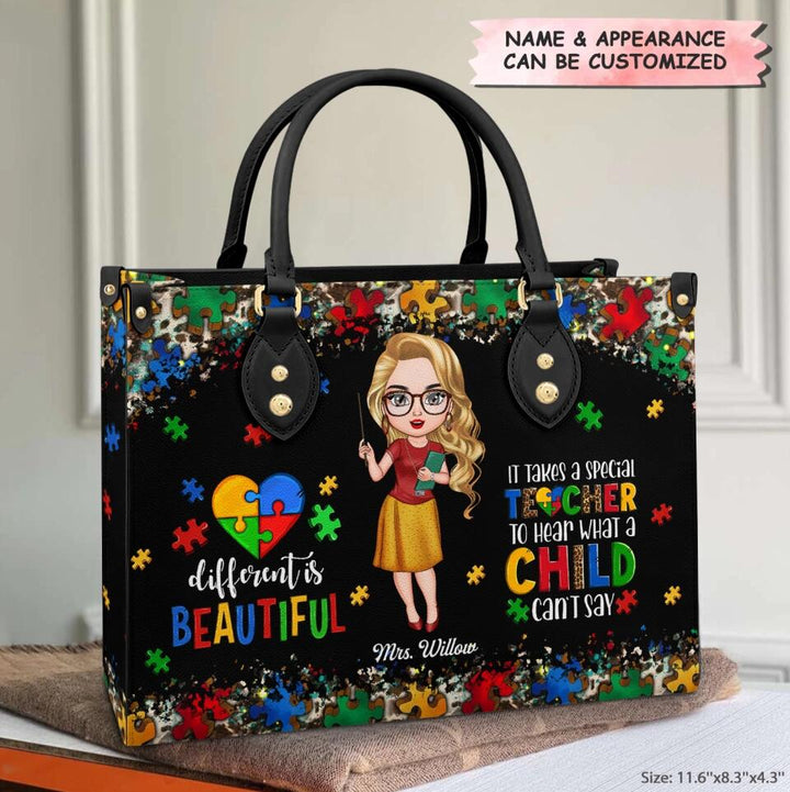 Personalized Leather Bag - Gift For AU Teacher - Different Is Beautiful ARND0014