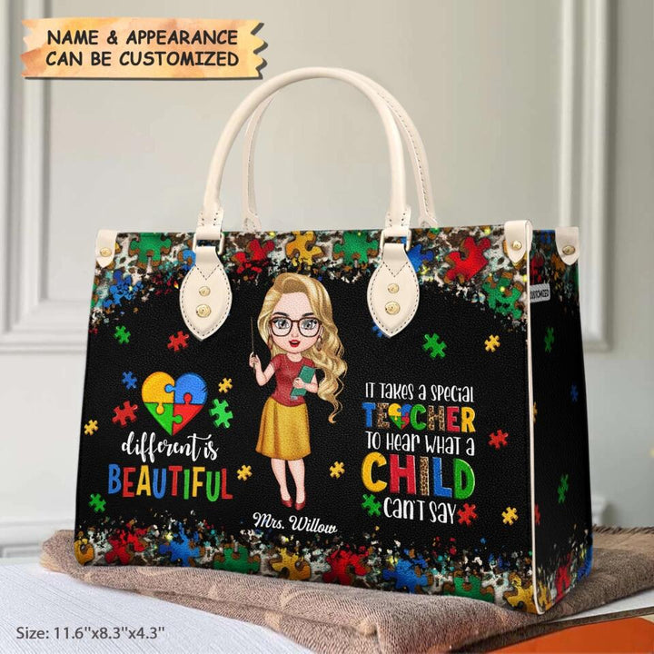Personalized Leather Bag - Gift For AU Teacher - Different Is Beautiful ARND0014